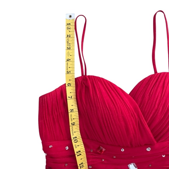 Princess Collection Red Rhinestone Dress size 4 with straps homecoming cocktail - Picture 9 of 11